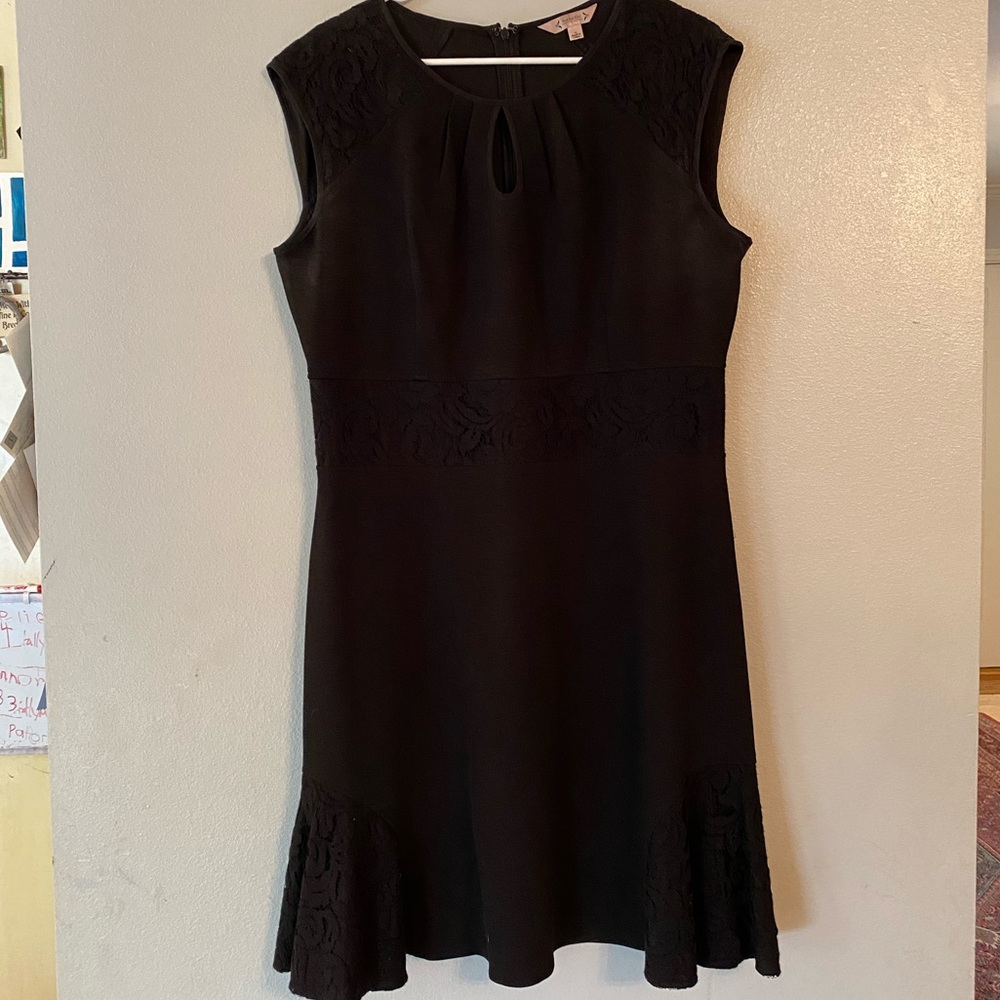 Black Dress with Floral Overlay Accents